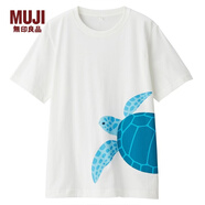MUJI MUJI 男女通用 印度棉天竺編織 印花T恤 無(wú)性別男款女款 海龜 XS