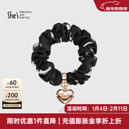 She's茜子發(fā)飾心形發(fā)圈大腸圈頭花頭繩馬尾皮筋綁頭發(fā)繩頭飾新年禮物女 印花黑色G3