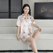 MR.DE甘苧內(nèi)衣服飾認(rèn)準(zhǔn)春夏秋冰絲睡衣女套裝絲滑裸感家居服寬松 粉色太陽(yáng)花(短褲+短袖) L 建議體重100-120斤