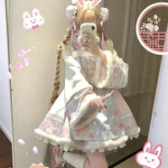 唐努烏漢服女新年戰袍洛麗塔Lolita連衣裙中華風(fēng)可愛(ài)長(cháng)袖 新春粉色戰袍 S 【60-80斤】