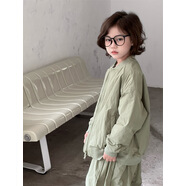 【特價(jià)清倉2025冬季新款兒童棉衣套裝男童加棉外套褲子兩件套 綠色 90 cm