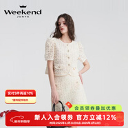 卓雅周末（JORYA weekend）24夏新立體玫瑰蕾絲優(yōu)雅小香風(fēng)泡泡袖開(kāi)衫短外套EJWEBM10 米白  -  開(kāi)衫 S