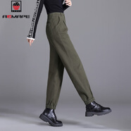 AEMAPE軍綠色工裝褲2026新款女褲束腳運動(dòng)春秋休閑褲女顯瘦直筒哈倫長(cháng)褲 【1112】軍綠色 27 【2尺0】建議90-100斤