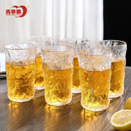 青蘋(píng)果冰川石紋玻璃水杯320ml6只 加厚玻璃杯果汁杯啤酒杯高顏值高款