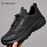 MELLEN高端男鞋冬季新款加絨運動(dòng)休閑鞋軟底減震跑步鞋戶(hù)外旅游登山鞋男 黑色四季款 【正品男鞋】 38 (240mm)