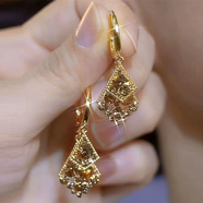 龍姑娘金絲網(wǎng)狀咖色水晶水滴耳扣耳環(huán)女輕奢感時(shí)尚大氣耳墜氣質(zhì)耳飾 咖色滿(mǎn)鉆幾何雙層菱形耳環(huán) 銅耳扣