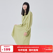 艾萊依（ERAL）商場(chǎng)同款新款系帶蝴蝶結法式氣質(zhì)連衣裙時(shí)尚百搭顯瘦長(cháng)裙子 西芹綠 S 160/84A