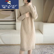啄木鳥(niǎo)（TUCANO）中長(cháng)款高領(lǐng)毛衣女2025秋冬羊毛衫打底裙新款加厚內搭針織衫連衣裙 【中長(cháng)款】*駝色 S 建議80-95斤