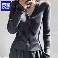 羅蒙（ROMON）針織衫女秋新款氣質(zhì)套頭減齡保暖紅色龍年本命年毛衣上衣女早春 灰色A款 均碼 建議80-140斤