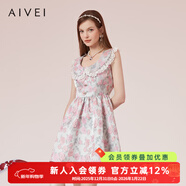 AIVEI欣賀艾薇夏季日系森女甜美田園公主無(wú)袖碎花連衣裙R036S020 玫瑰粉 S