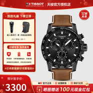 天梭（TISSOT）【新年禮物】 瑞士手表 新款速敢系列黑武士計時(shí)碼運動(dòng)防水男表 黑盤(pán)皮帶T125.617.36.051.01