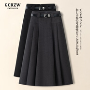 GCRZW高端灰色毛呢半身裙女秋冬季2025新款高級感a字裙絕美巨好看傘裙 灰色-贈腰帶 -長(cháng)款-裙長(cháng)82cm起 【高檔氣質(zhì)款】 S /26 建議85-95斤