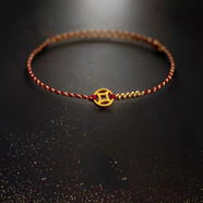 美麗公主（Beautiful princess ）沙金啞金銅錢(qián)幣手繩紅繩極細手工編織可調節復古風(fēng)女手鏈 復古紅金線(xiàn)錢(qián)幣手繩