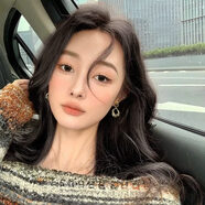 曉色法式復古琥珀色耳環(huán)女高級感亞克力串珠耳釘新中式港風(fēng)耳墜耳飾 不規則琥珀耳環(huán)