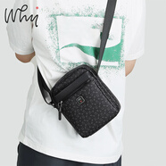 why男包輕奢品牌單肩包豎款包休閑斜挎包時(shí)尚印花商務(wù)通勤男士情人節 黑色