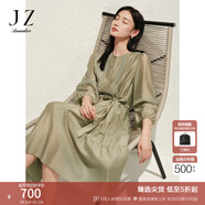 玖姿·安娜蔻優(yōu)雅文藝減齡天絲收腰連衣裙蛋糕裙女春季 綠色系 S