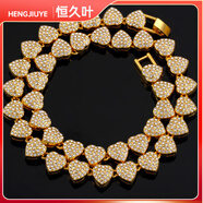 恒久葉小桃心hiphoop鑲鉆項鏈歐美風(fēng)閃亮圍脖鏈 愛(ài)心古巴項鏈金色45cm_17.71inch