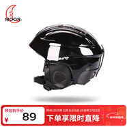 MOON專(zhuān)業(yè)滑雪頭盔 PC一體成型 透氣可拆卸耳棉 男女通用 亮黑 S 