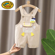 G.duck夏季新款寶寶褲子嬰幼兒連體褲兒童背帶褲棉布長(cháng)褲 35短褲唐老鴨米色 80 cm
