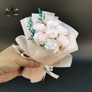 糜嵐LieLanat迷你小花束永生花高級感輕奢2026新款 迷你小花束香皂花彷真永生 雙色粉冰藍