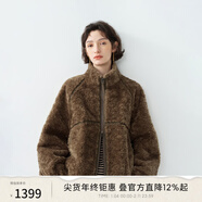 EIN【摩登機車(chē)風(fēng)】EIN PURE雙頭拉鏈彎刀袖毛絨短外套女2025秋冬新款 咖色 M