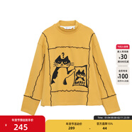 幻走（MOVEUP）2024冬季新款.FUN系列小立領(lǐng)趣味印花設計師短款T恤女 姜黃 M