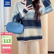 唐獅2025秋季女圓領(lǐng)拼色寬條紋套頭毛衣減齡百搭韓版休閑時(shí)尚