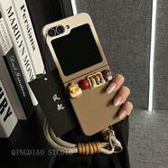 三星（SAMSUNG）ins風(fēng)立體趣味M豆手提鏈適用三星zflip6/5/4/3手機殼新款全包折疊屏日韓風(fēng)網(wǎng)紅GalaxyW24Flip韓國 兩件套膚感漸變-白棕+DIY蜂蜜M豆+棕卡其手提繩 三星Galaxy Z Flip6