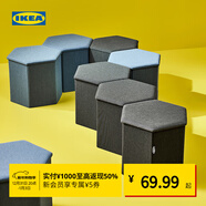 宜家（IKEA）KJUGE凱尤吉帶儲物矮凳客廳茶幾凳簡(jiǎn)約換鞋凳帶儲物 中藍