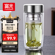 富光雙層玻璃杯泡茶杯大容量茶水分離杯高硼硅水杯子男士禮盒裝390ml