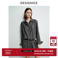 迪賽尼斯2025年秋季新款智性通勤氣質(zhì)優(yōu)雅深灰長(cháng)袖襯衫式連衣裙 深灰 M