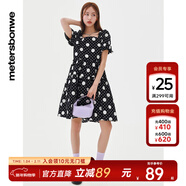美特斯邦威連衣裙女百搭夏季撞色波點(diǎn)印花復古時(shí)尚氣質(zhì)裙子女 黑色 L 165 88A
