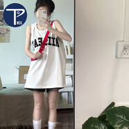 PMOG2024年美式復(fù)古運動吊帶背心女夏季外穿寬松ins潮白色籃球服上衣 白色/百搭背心 XL 121-135斤