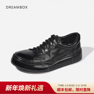 dreambox鈞博vibram高端馬皮白色運動(dòng)休閑板鞋春夏新款舒適透氣男鞋 黑色 41 男碼