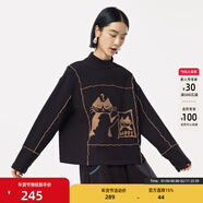 幻走（MOVEUP）2024冬季新款.FUN系列小立領(lǐng)趣味印花設計師短款T恤女 黑色 S