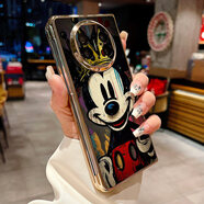 適用華為Mate X7手機殼vivo x fold5防摔保護套皮紋月亮星球貓咪 金色電鍍貼皮6068皇冠小奇 華為MateX2/X2典藏版