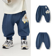 巴拉拉巴拉巴拉嬰兒大PP褲運動(dòng)褲寶寶褲子女童2025春裝新款男童長(cháng)褲同款 藍色_身高+10拍 80 cm