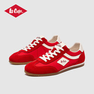 Lee Cooper男鞋德訓鞋2026春季新款薄底板鞋復古百搭運動(dòng)鞋子男 紅色 38