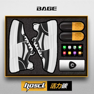 八哥品牌男鞋2026春季新款男士舒適輕便厚底休閑板鞋時(shí)尚百搭增高鞋子 白黑 41