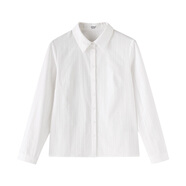 茵曼純棉女裝長(cháng)袖襯襯衫簡(jiǎn)約通勤風(fēng)25春新品襯衣上衣米白色M
