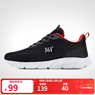 361°361男鞋秋季經(jīng)典網(wǎng)面透氣休閑運動(dòng)鞋耐磨跑步鞋男 烏黑色/F1紅 41