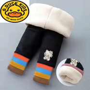 G.duck女童加絨加厚棉褲子外穿秋冬款兒童寶寶打底褲三層小童保暖冬季款 繡花貓咪橘藍 冬款三層加厚 80 身高65-75