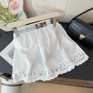 打底神器法式刺繡鏤空勾花蕾絲半身裙女春季2025高腰A字防走光屁 白色長(cháng)款 M (80-110斤)