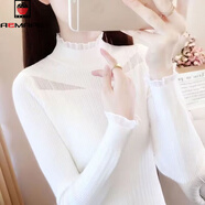 AEMAPE美拉德修身蕾絲邊半高領(lǐng)針織打底衫女2025秋冬季新款時(shí)尚百搭毛衣 白色 M