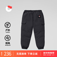 保姆鵝 大童羽絨褲保暖白鴨絨外穿加厚冬裝褲寶寶工裝褲[NM2556] 炭黑 140