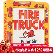 英文原版 Fire Truck 紙板書(shū) Peter Sis 消防車(chē) 交通工具 兒童認知識物 親子早教圖畫(huà)繪本