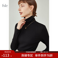范思藍恩范思藍恩204303半高領(lǐng)打底衫女秋冬百搭修身針織上衣緊身內搭毛衣 黑色（高領(lǐng)）  S