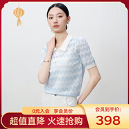 敦奴（DUNNU）dunnu敦奴2024夏季新款休閑波浪紋提花小翻領(lǐng)針織衫女 淺藍 XL