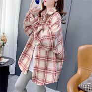 馨悠潔2025磨毛格子襯衫2025春2026 粉色高質(zhì)量 S (適合70-90斤)