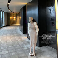 七折穿不膩系列氣質(zhì)姐姐感修身顯瘦百搭圓領(lǐng)開(kāi)叉連衣裙 卡其色現貨 L L